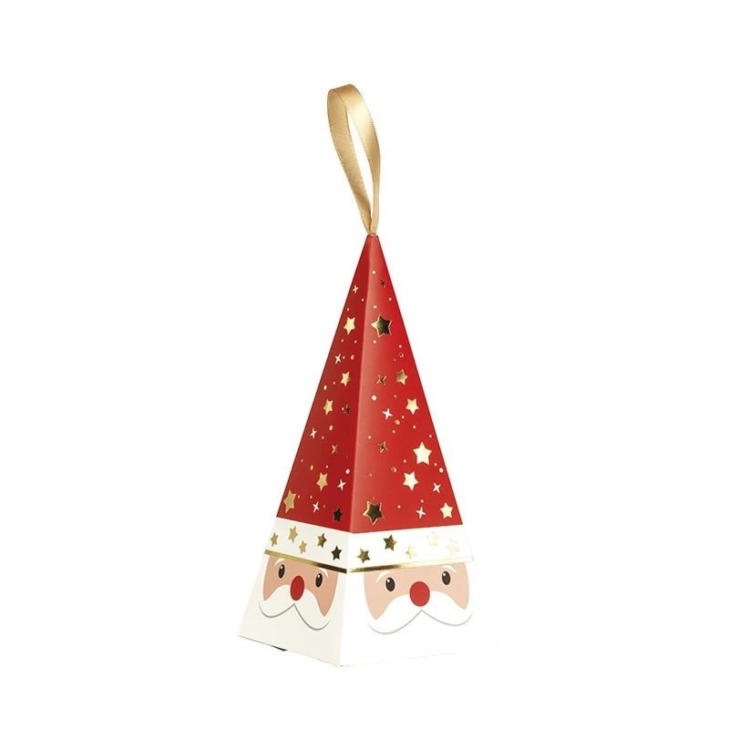 Pyramide papier décor Père Noël rouge - Lot de 24