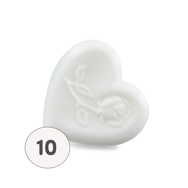 Savon forme cœur avec rose blanc - Sac 10 
