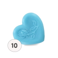 Savon forme cœur avec rose bleu - Sac 10 