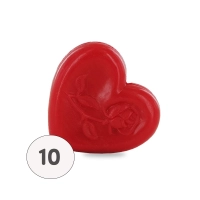 Savon forme cœur avec rose rouge - Sac 10 