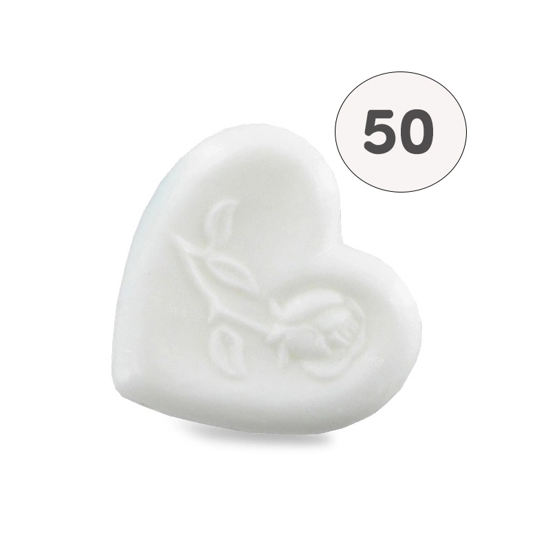 Savon forme cœur avec rose blanc - Sac 50 