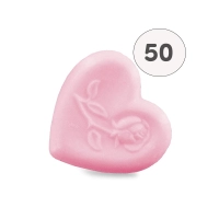 Savon forme cœur avec rose rose - Sac 50 
