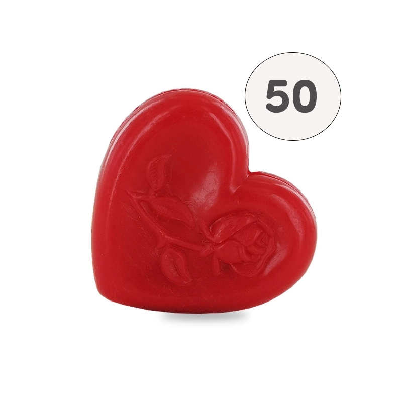 Savon forme cœur avec rose rouge - Sac 50 