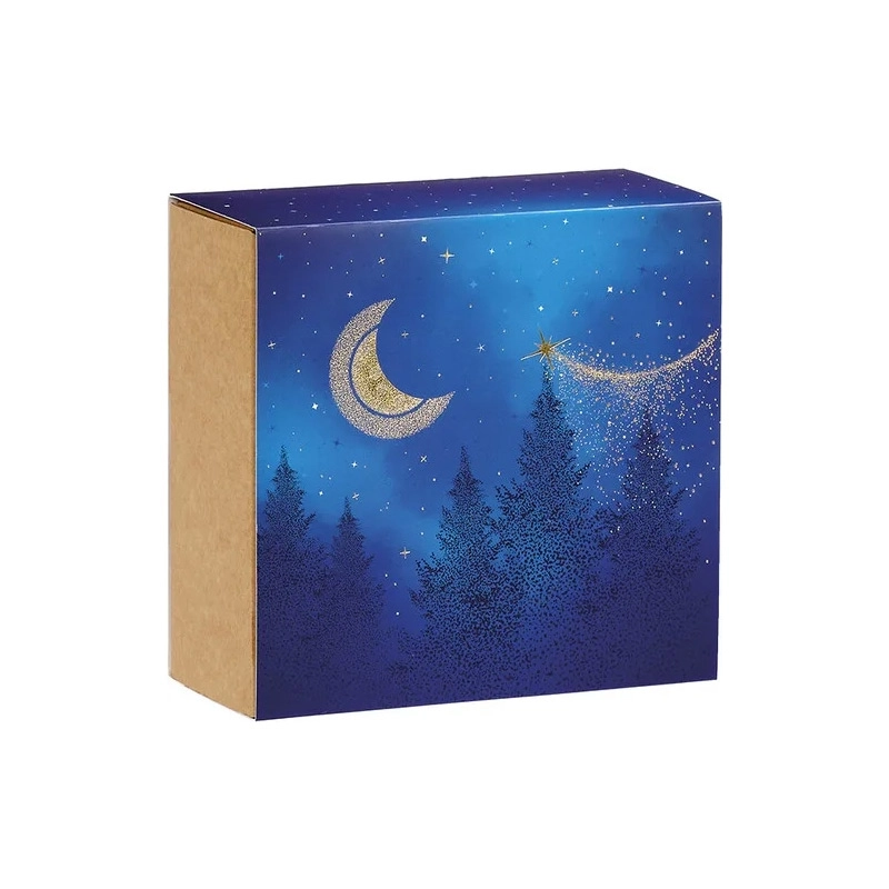Coffrets carton kraft carrés fourreau décor "Nuit étoilée"