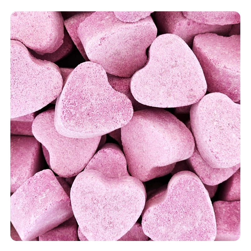 Mini-cœurs effervescents parfum framboise - 1 kilo 
